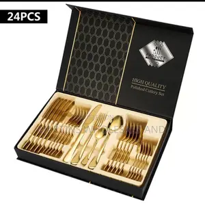 24-Piece Golden Stainless Steel Polished Cutlery Set