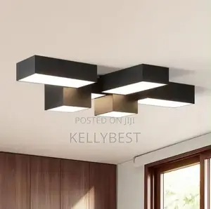 Modern LED Chandelier - Black Geometric Ceiling Light