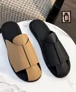 Men's Leather T-Strap Slide Slippers - Tan & Black - 1