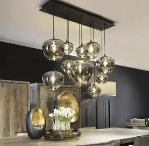 Luxury Smoky Gray Glass Chandelier for Dining Tables