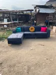 Sabo L-Shape Sofa Mai Launi Gray Tare da Matashin Kai - 3