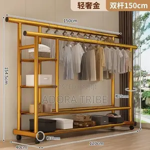 Heavy Duty Double Rod Clothes Rack with Wheels