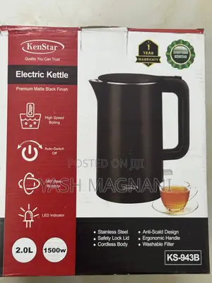Kenstar Electric Kettle 2L - Premium Matte Black