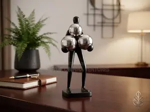 Modern Abstract Balance Figurine - Black & Chrome