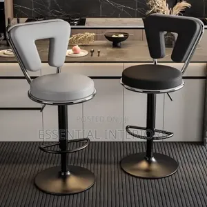 Luxury Adjustable Barstool - Black Leather