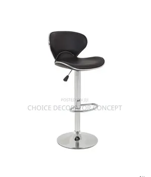 Modern Adjustable Bar Stools - Black PU Leather