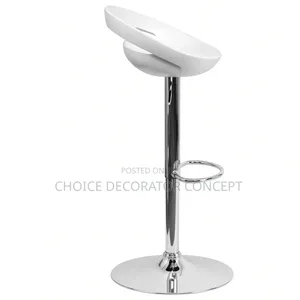 Farar Bar Stool Mai Girma da Kafa Chrome