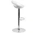 Farar Bar Stool Mai Girma da Kafa Chrome - 2