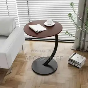 Modern C-Shape Side Table - Brown & Black