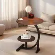 Modern 2-Tier C-Shape Side Table - Walnut Brown - 1