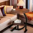 Modern 2-Tier C-Shape Side Table - Walnut Brown - 2