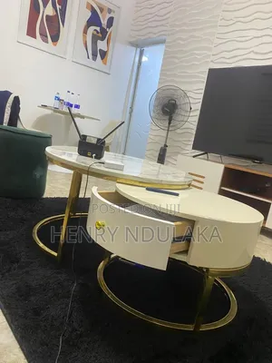 Twin Marble Center Table - Adjustable