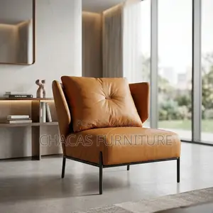 Luxury Italian Leather Accent Lounge Chair tare da Pillow Back