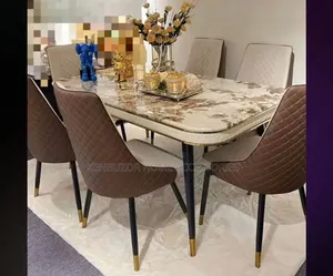 6 Chairs Marble Top Dining Set - Brand New