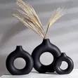 3 PC Set Black Plastic Donut Vase - 1