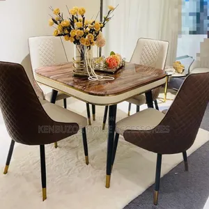 4 Chairs Marble Top Dining Set - Brand New