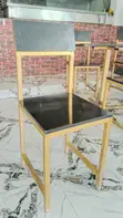 Durable Iron Frame Wooden Chair for Indoor/Outdoor Use - 1
