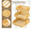 3 Tier Bamboo Fruit Basket with Banana Hangers - 4