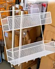 White Basket Shelf - 2 Tier Mesh - 1