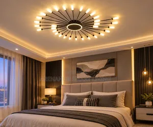 Modern Black & Gold LED Ceiling Lamp