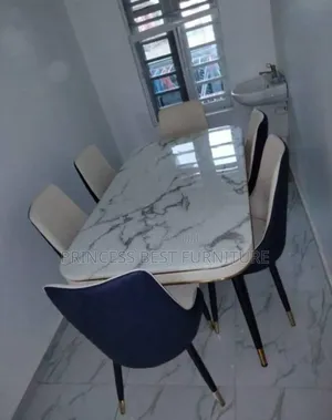 Home Interiors Blue 6 Seater Dining Table Set
