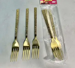 Luxury 6pcs Gold Fork & 6pcs Gold Spoon Set