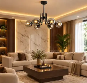 Luxury 6-Light Glass Globe Chandelier