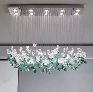 Nordic Modern Green Stone Glass LED Chandelier