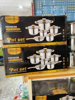 Premium 12-Piece Stainless Steel Pot Set Mai Hannun Zinariya