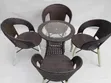 Rattan 4-Seater Dining Set - Wishbone Chairs - 1