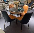 Modern Round 4-Seater Dining Set - Rock Board & Carbon Steel - 2