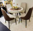 Modern Round 4-Seater Dining Set - Rock Board & Carbon Steel - 3