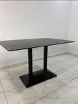 Modern Marble Dining Table with Black Double Stand - 1