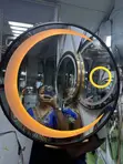 Black Frame Hand Wave LED Mirror with Digital Timer - 1