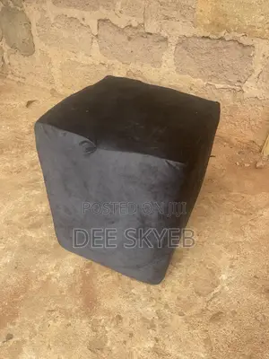 Brand New Square Pouf/Footstool - Black Fabric