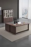 Modern Executive Table with Side Cabinet Return - 1.6m - 1