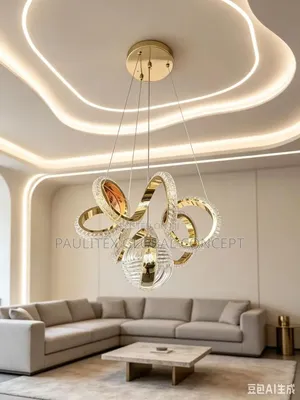 Modern Gold Spiral LED Chandelier Pendant Light