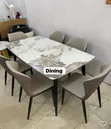 Home Interiors 6-Seater Dining Table - Glossy Multicolored Marble - 1