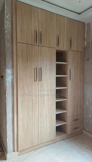 Wood Wardrobe with Open Shelf - Brand New