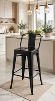 Unique Kitchen or Bar Stool - Black Metal - 2