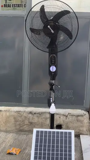 16" Solar Rechargeable Fan with 20W Solar Panel & Light