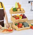 3-Tier Bamboo Rack Don Adana Abinci da Kayan Lambu - 1