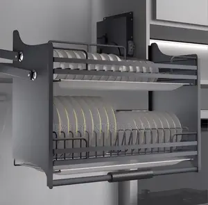 Grey Pull-Down Plate Rack (60cm, 80cm, 90cm)