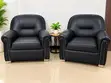 Set of 4 Black Leather Sofas (3 Single, 1 Three-Seater) - 1