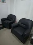Set of 4 Black Leather Sofas (3 Single, 1 Three-Seater) - 2