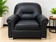 Set of 4 Black Leather Sofas (3 Single, 1 Three-Seater) - 3