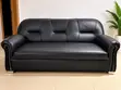 Set of 4 Black Leather Sofas (3 Single, 1 Three-Seater) - 4