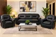Set of 4 Black Leather Sofas (3 Single, 1 Three-Seater) - 5