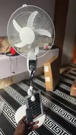 GE Rechargeable Fan with Solar, 9 Speeds, LED Bulbs, USB, Timer - 1