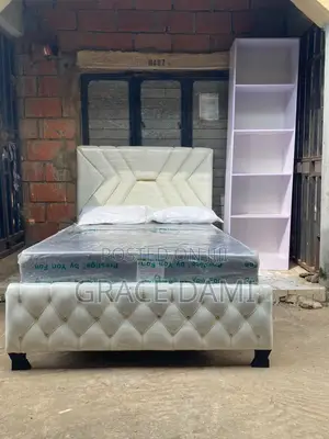 4x6 Orthopedic Mattress, Bed Frame, Pillows & Shoe Rack Set